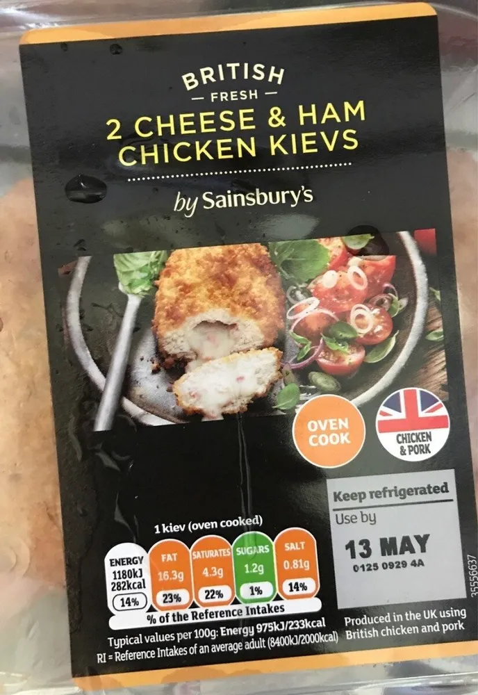 2 cheese and ham chicken kievs