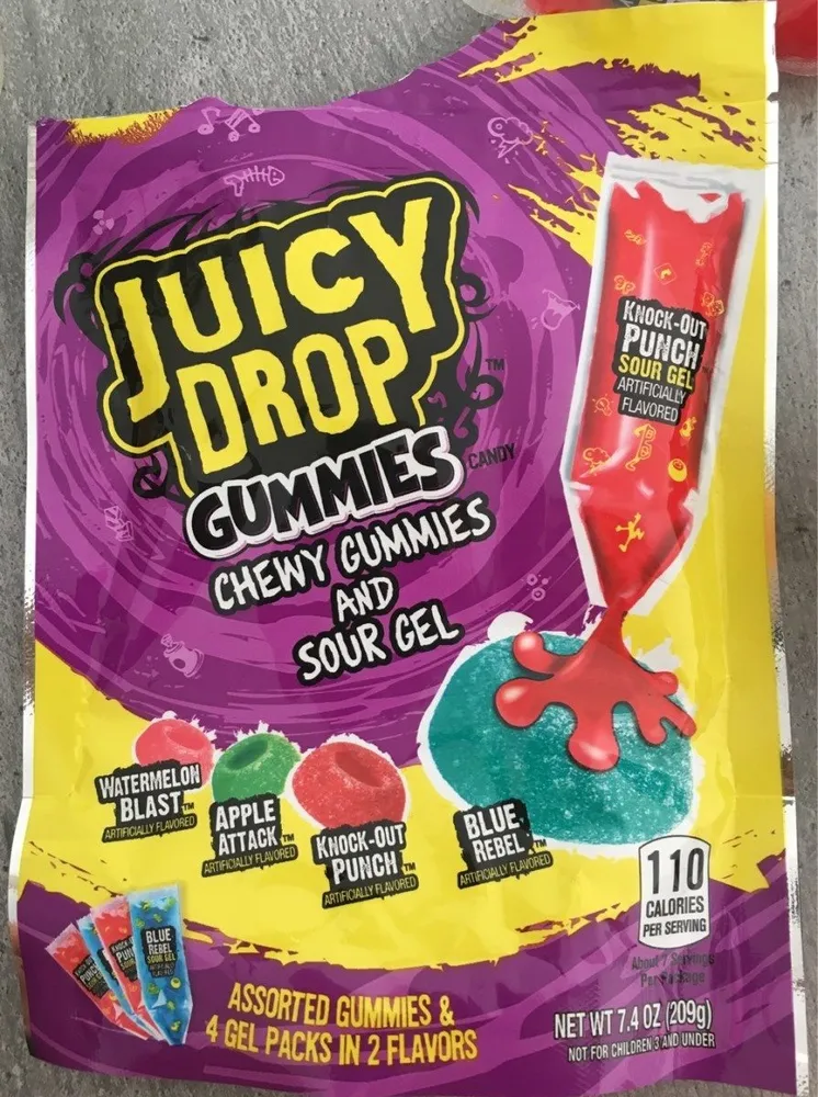 Chewy gummies and sour gel