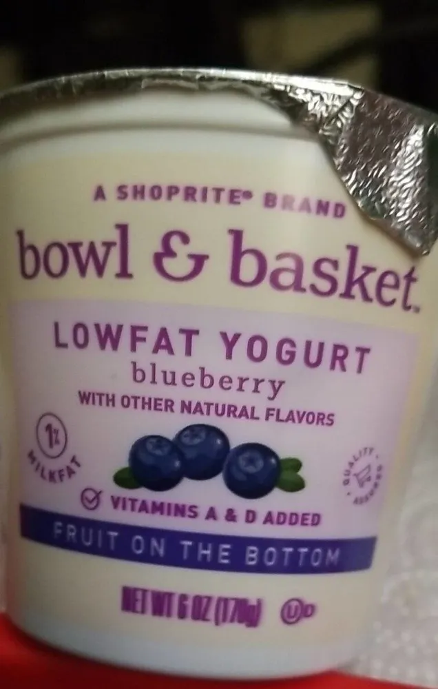 Bowl and basket lowfat yogurt
