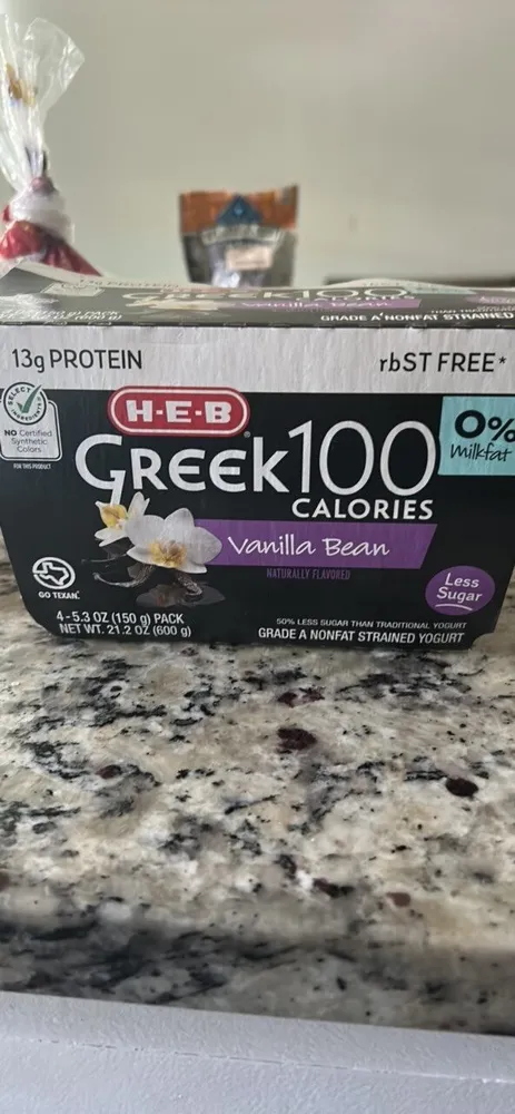 Greek 100 Calories Vanilla Bean Grade A Nonfat Strained Yogurt