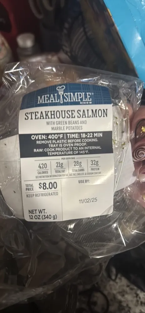 STEAKHOUSE SALMON WITH GREEN BEANS AND MARBLE POTATOES