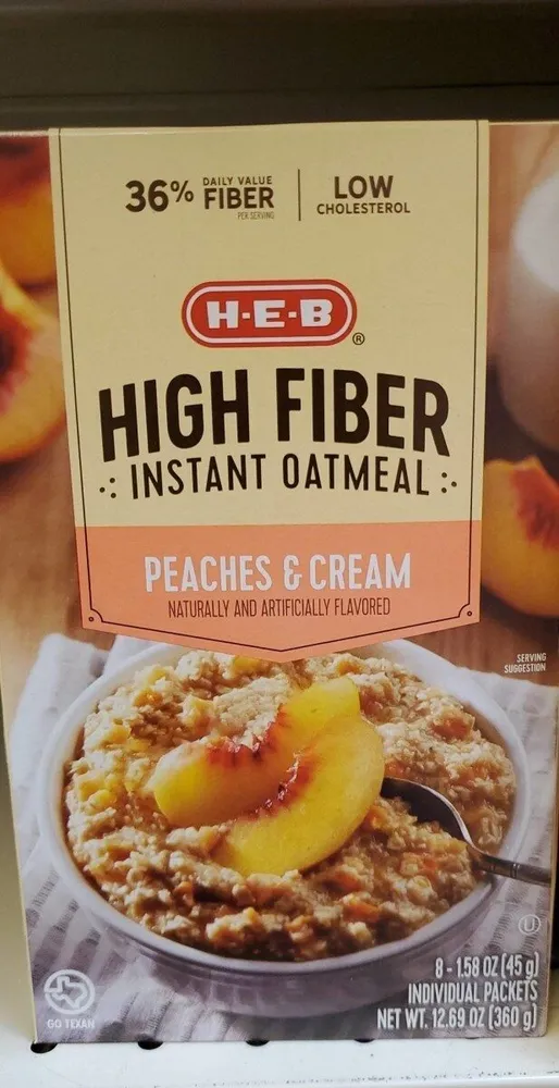High Fiber Instant Oatmeal peaches and cream