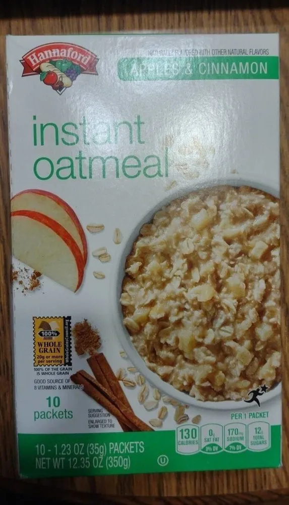 Hannaford instant oatmeal