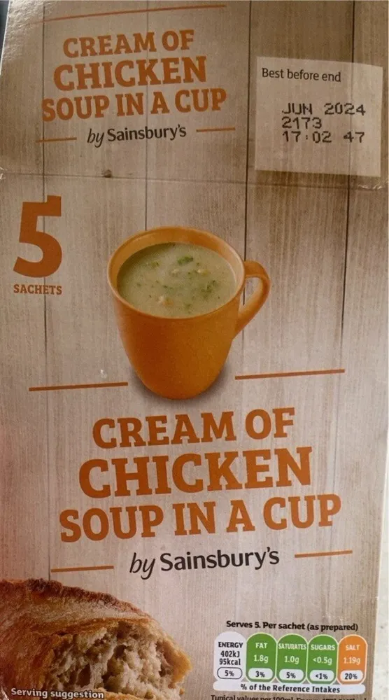 Cream of chicken soup in a cup