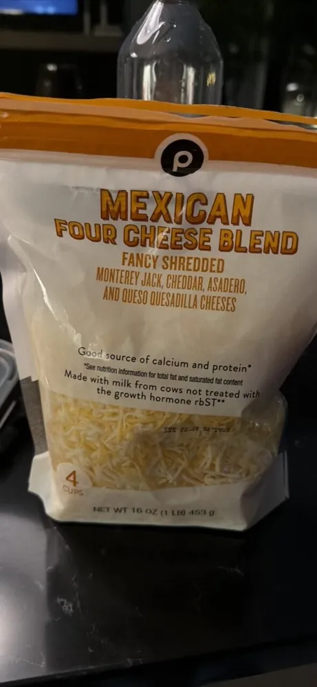 Finely Shredded Four-Cheese Blend Mexican-Style Monterey Jack, Cheddar, Asadero & Queso Quesadilla Cheeses