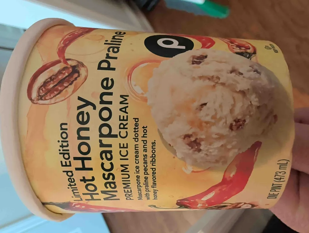 Hot Honey Mascarpone Praline Ice Cream