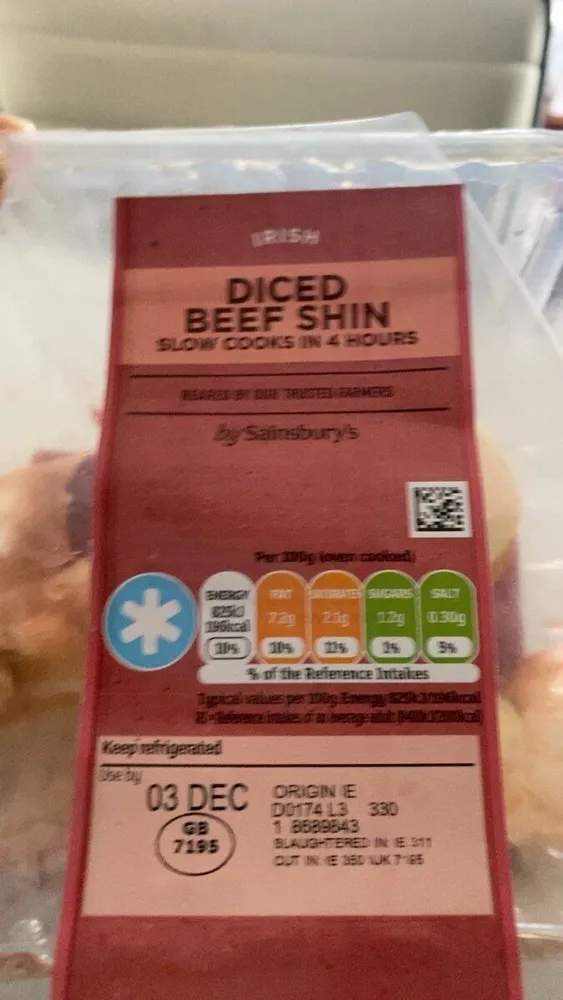 Diced beef shin