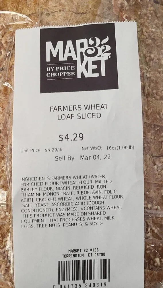 Farmer wheat loaf sliced