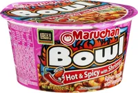 Bowl hot spicy with shrimp flavor ramen noodles