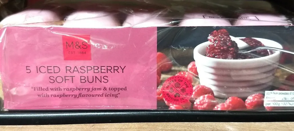 Iced raspberry soft buns
