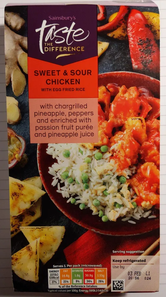 Sweet and sour chicken with egg fried rice