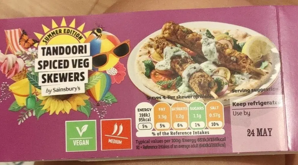 Tandoori spiced veg skewers