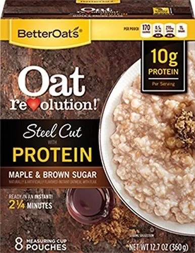 Steel Cut Quick Cooking Oatmeal with flax seeds, Maple & Brown Sugar
