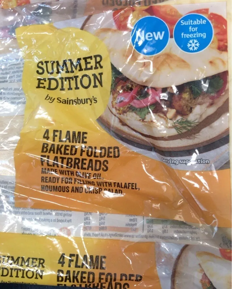 Flame baked folded flatbreads