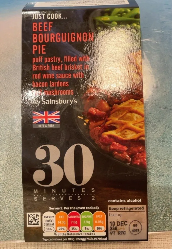 Beef bourguignon pie