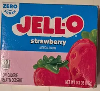 Jello strawberry gelatin dessert mix boxes