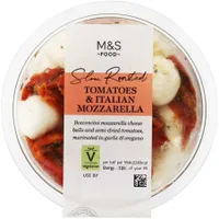 Italian mozzarella balls and marinated semi-dried tomatoes
