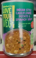 Indian style cauliflower potato and spinach soup