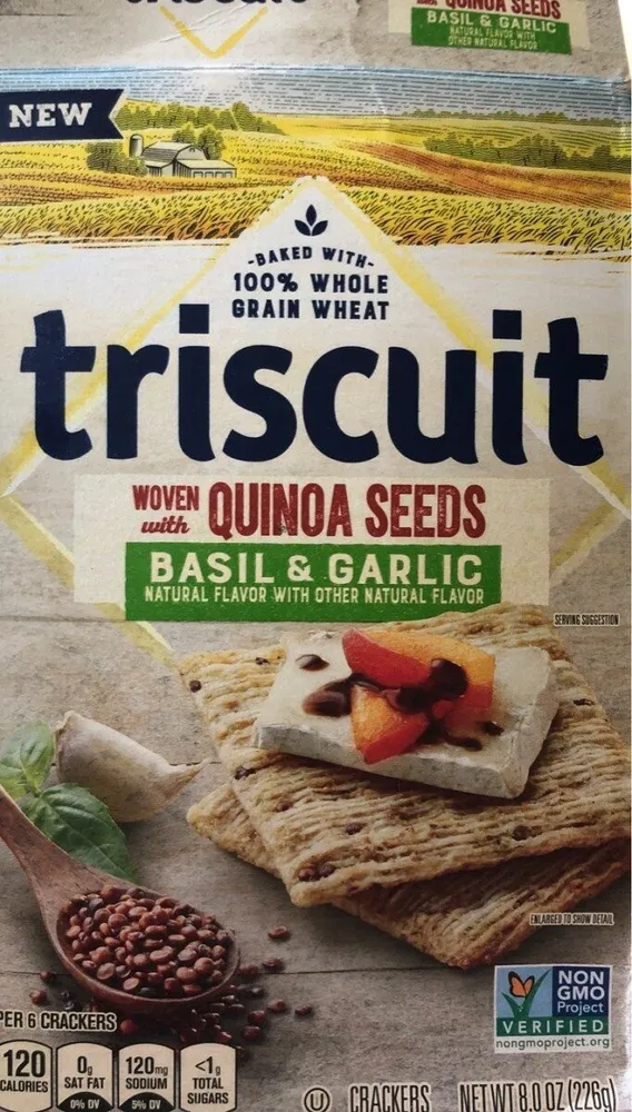 Basil & garlic woven with quinoa seeds crackers, basil & garlic