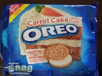 Carrot cake flavored cookie with cream cheese sandwich cookies, carrot cake