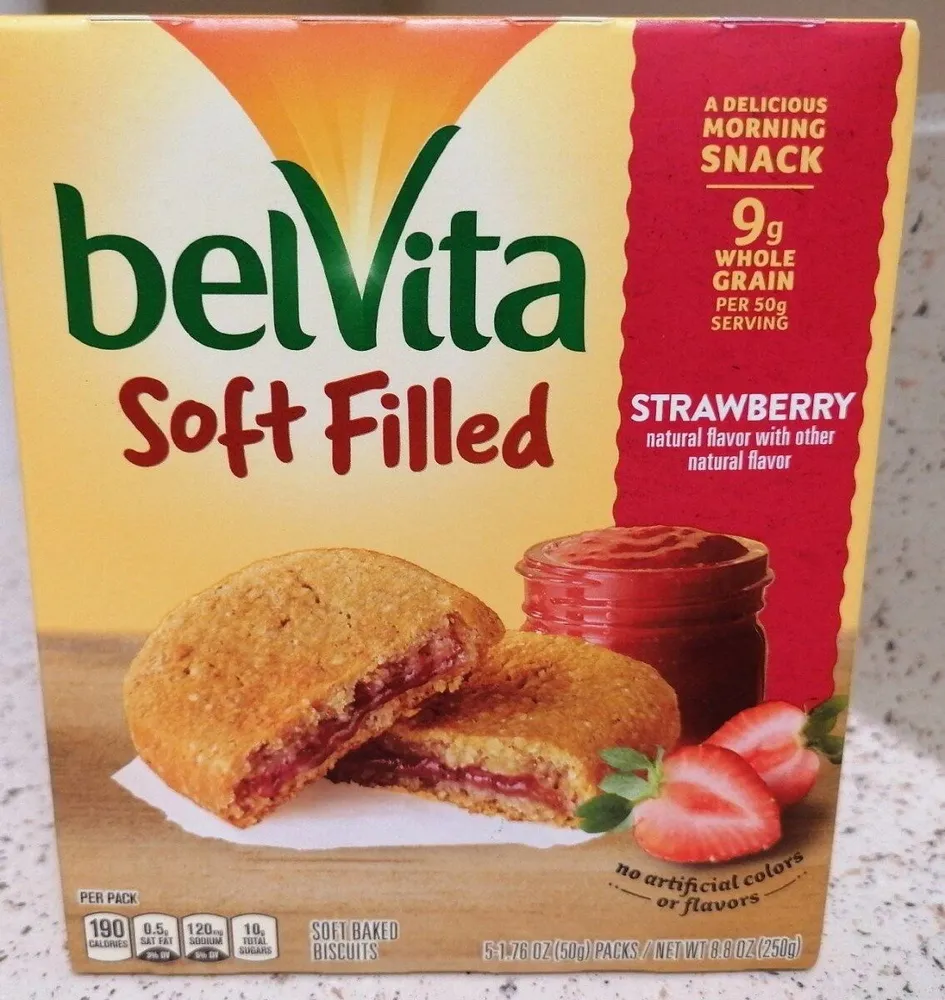 Strawberry soft filled baked biscuits