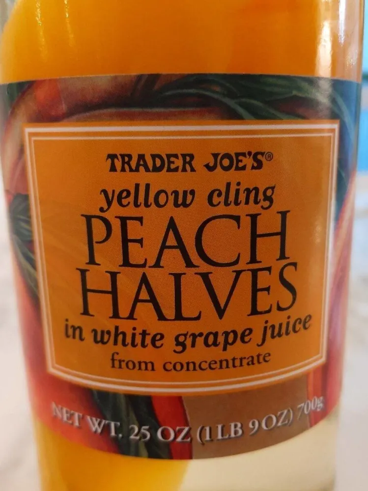 yellow cling peach halves in white grape juice from concentrate