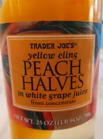 yellow cling peach halves in white grape juice from concentrate