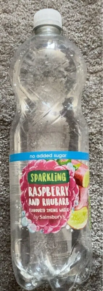 Sparkling raspberry and rhubarb flavoured spring water
