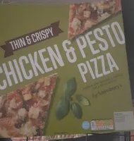 Thin and crispy chicken pesto pizza