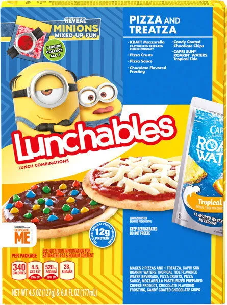 Pizza Treatza with Capri Sun Roarin' Waters Fruit Punch Featuring Chocolate Icing Dessert Pizza with Candied Gems