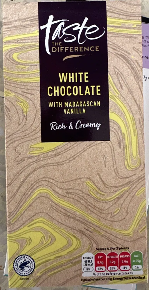 Tatse the difference white chocolate with Madagascan vanilla
