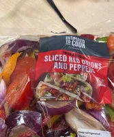 Sliced red onions and pepper