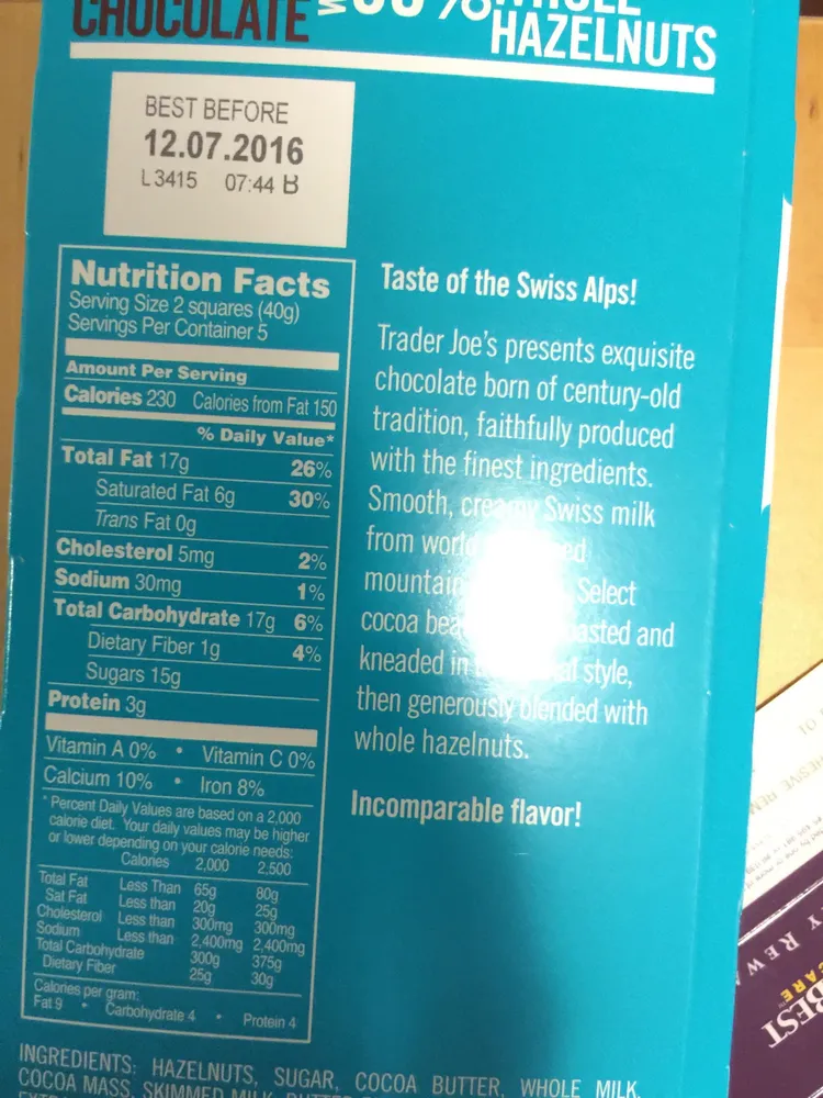 Swiss Milk Chocolate with 30% Whole Hazelnuts