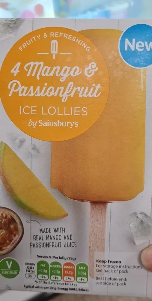 Mango and passionfruit ice lollies