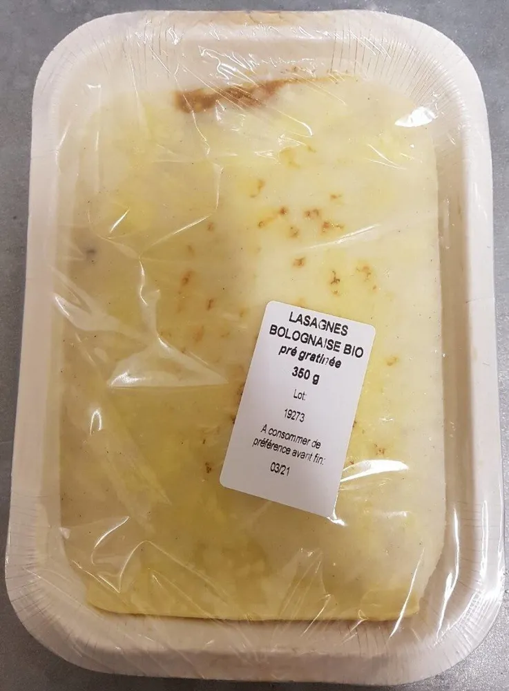 Lasagne à la bolognaise bio prégratinée surgelée