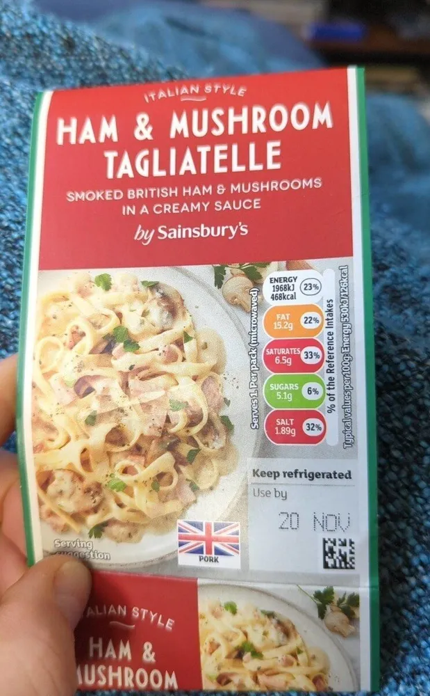 Ham and mushroom tagliatelle