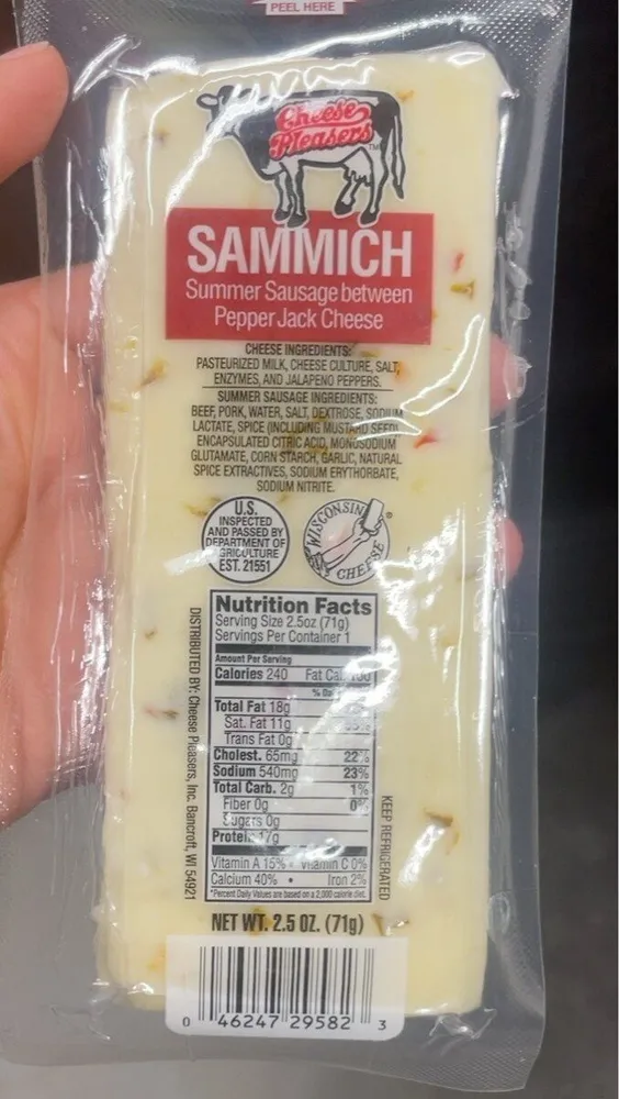SAMMICH Summer Sausage between Pepper Jack Cheese