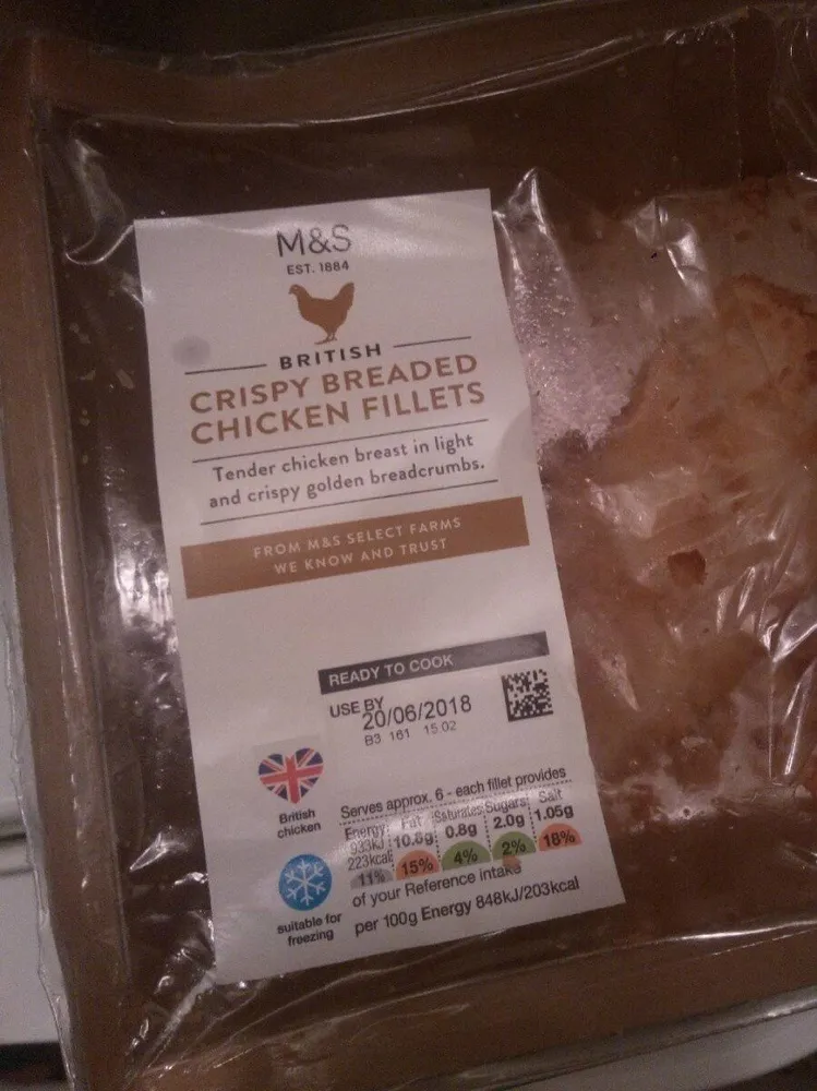 Crispy breaded chicken fillets