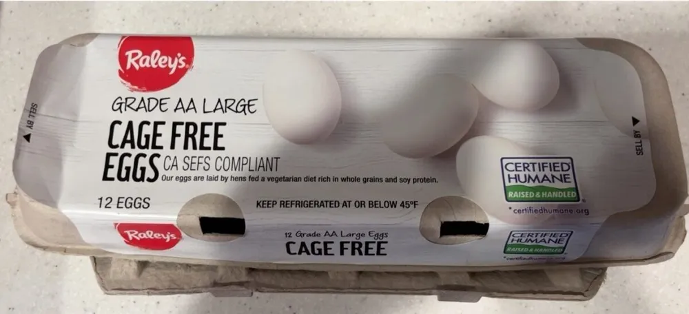 12 Eggs Grade Aa Large Cage Free