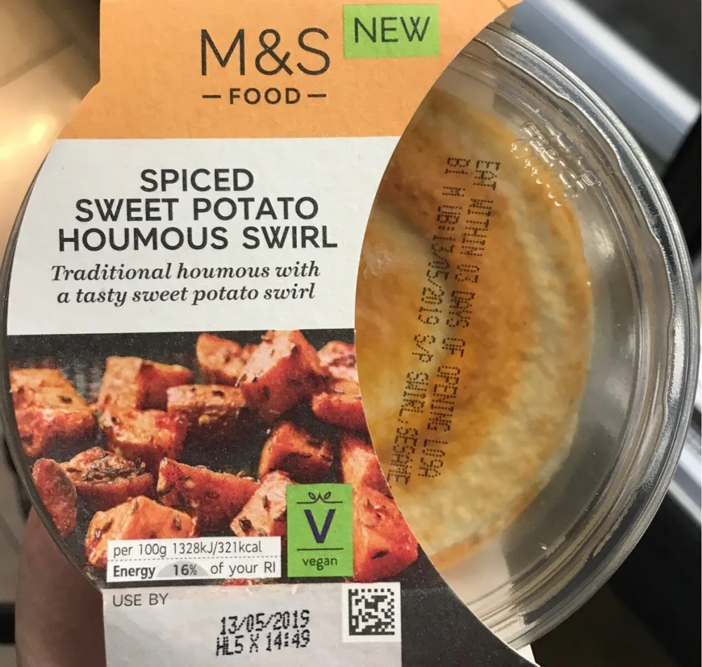 Spiced sweet potato houmous swirl