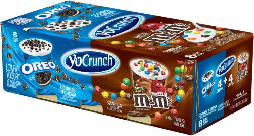 Cookies 'n cream oreo & vanilla m&ms yogurt cup