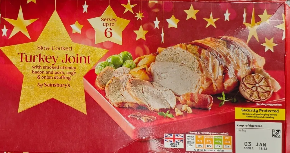 Slow Cooked Turkey Joint With Bacon, Stuffing