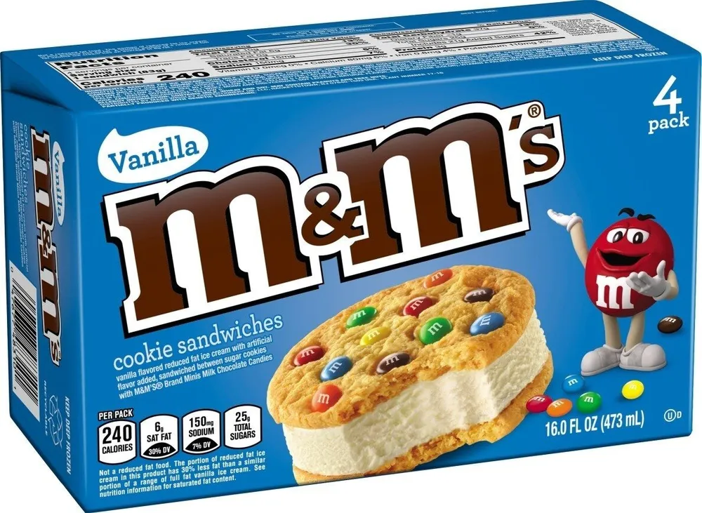 vanilla m&m's cookie sandwiches