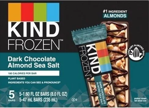 Frozen dark chocolate almond sea salt bar