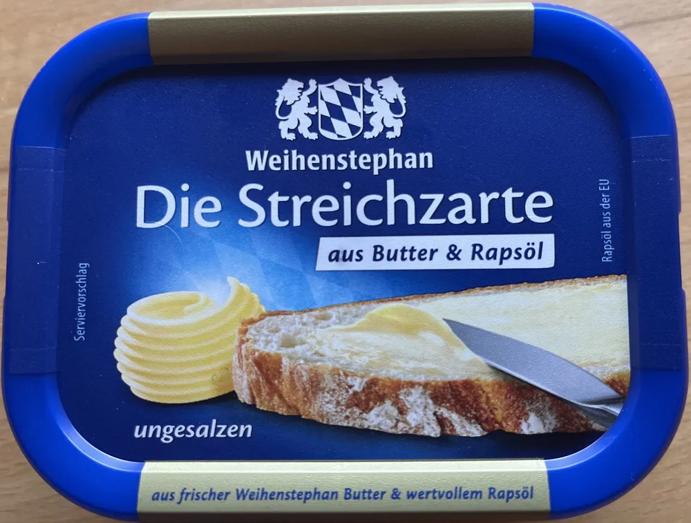 Die Streichzarte aus Butter und Rapsöl ungesalzen