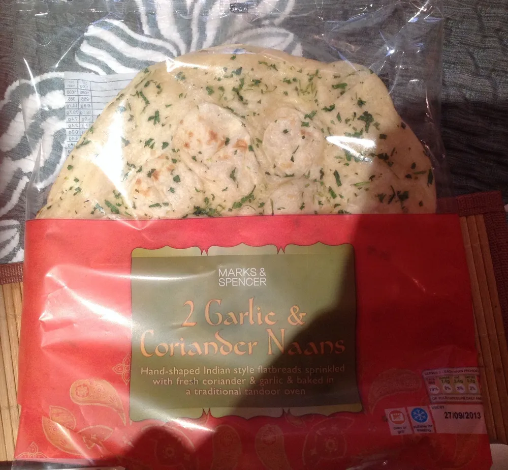 2 large garlic and coriander naans