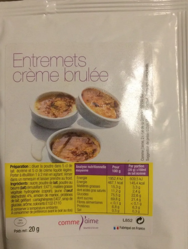 Entremets Crème Brulée