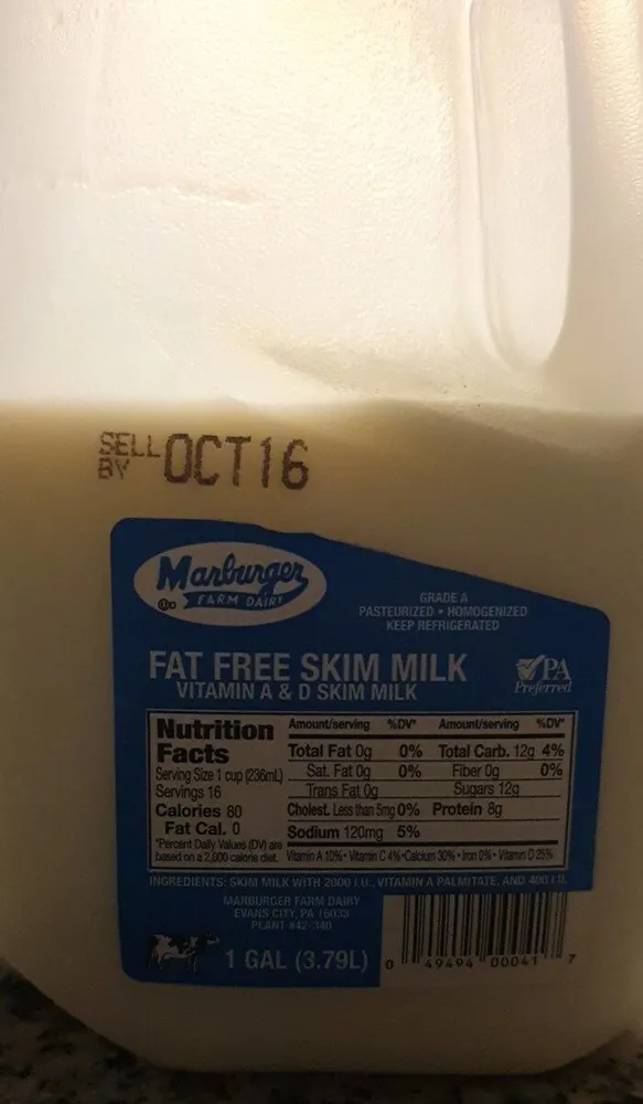 Fat free skin milk