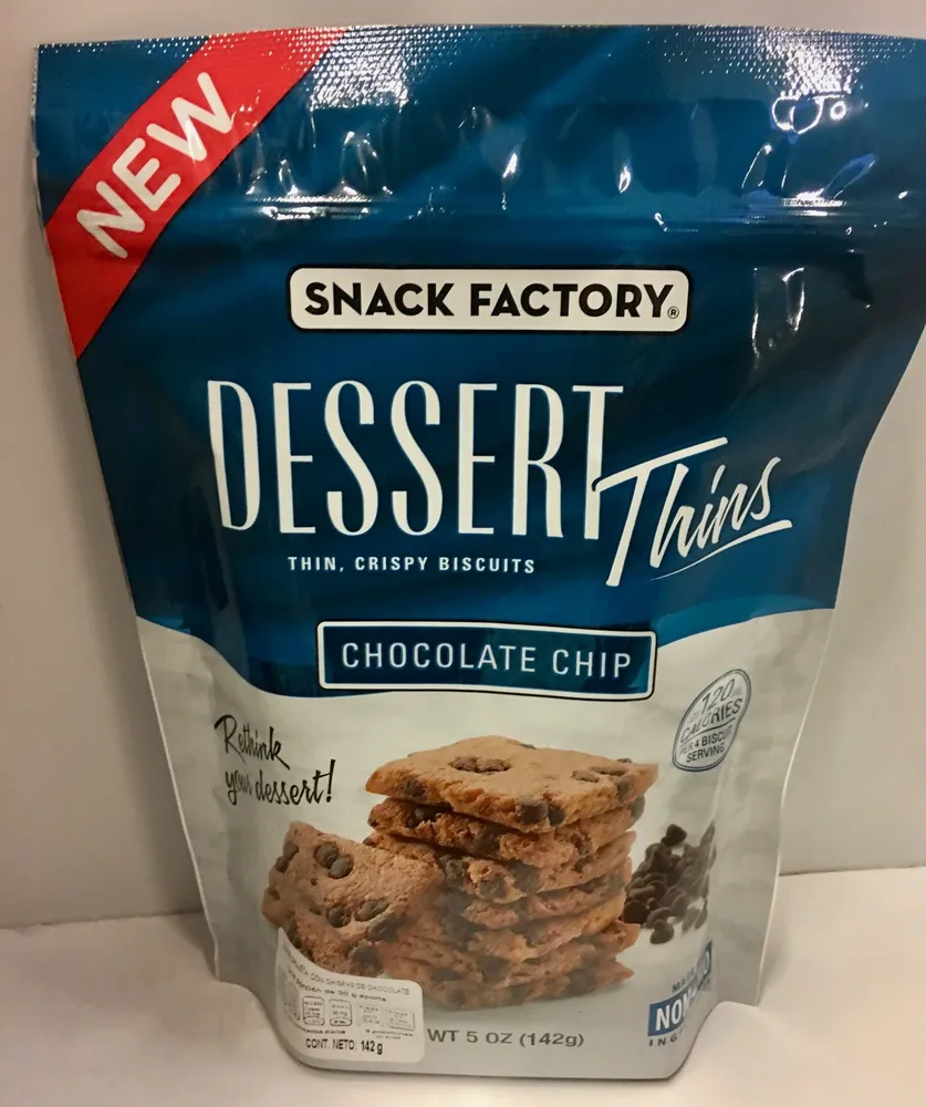 Dessert thins thin, crispy biscuits chocolate chip