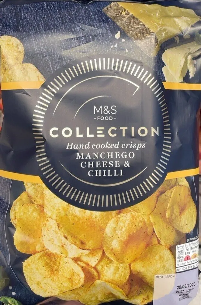 Hand cooked crisps manchego cheese & chilli
